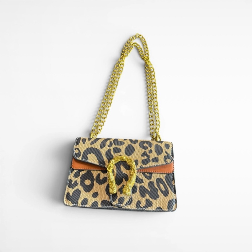 Chain strap shoulder boho western shoulder /crossbody horseshoe animal print bag